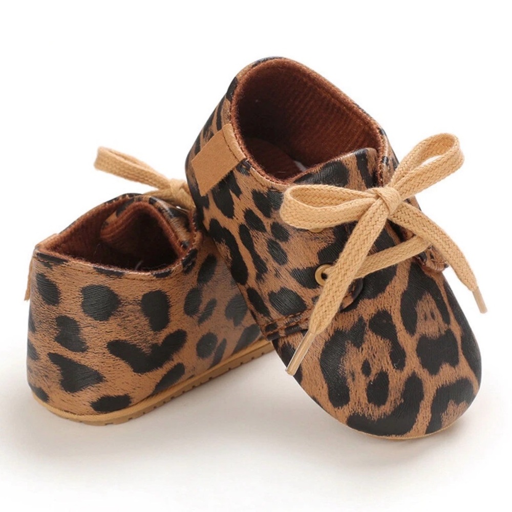 Leopard Print Baby Walker Shoes in Tan - Picture 2 of 3